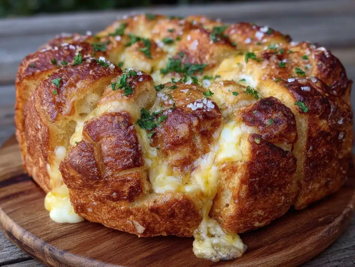 crispy cheesy garlic pull-apart bread preparation steps