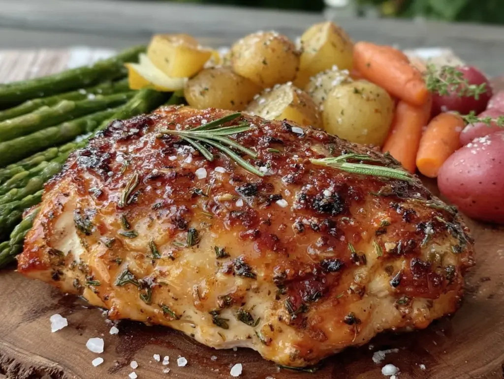 crispy lemon herb roasted chicken - featured image