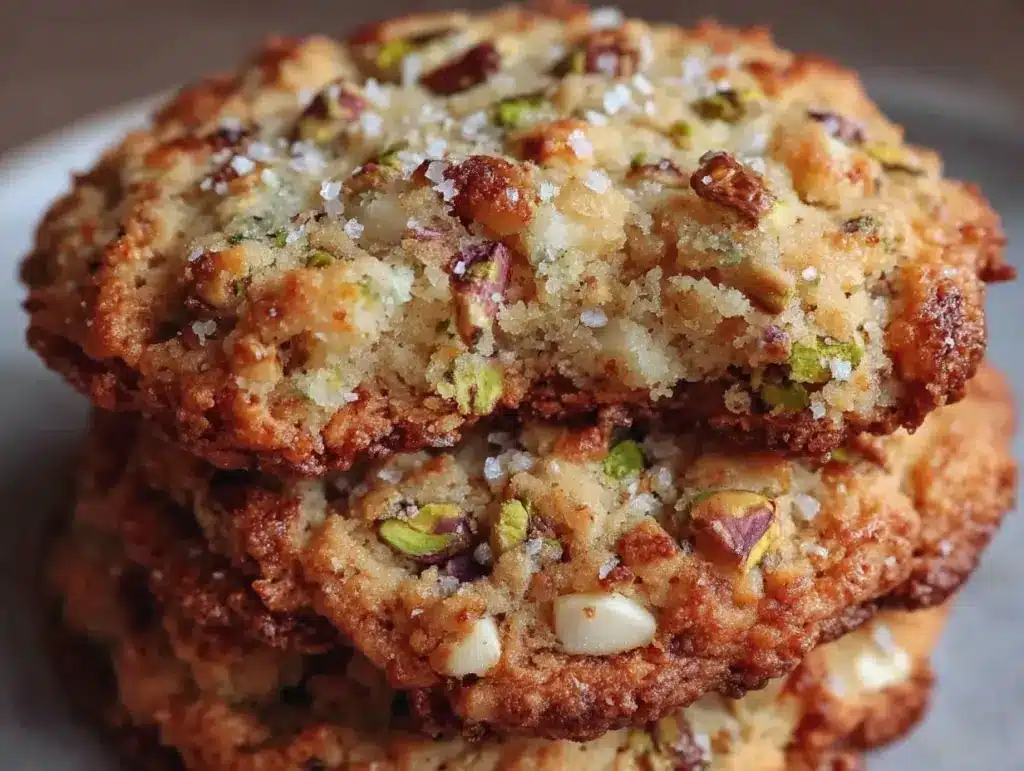crispy pistachio cardamom white chocolate cookies - featured image