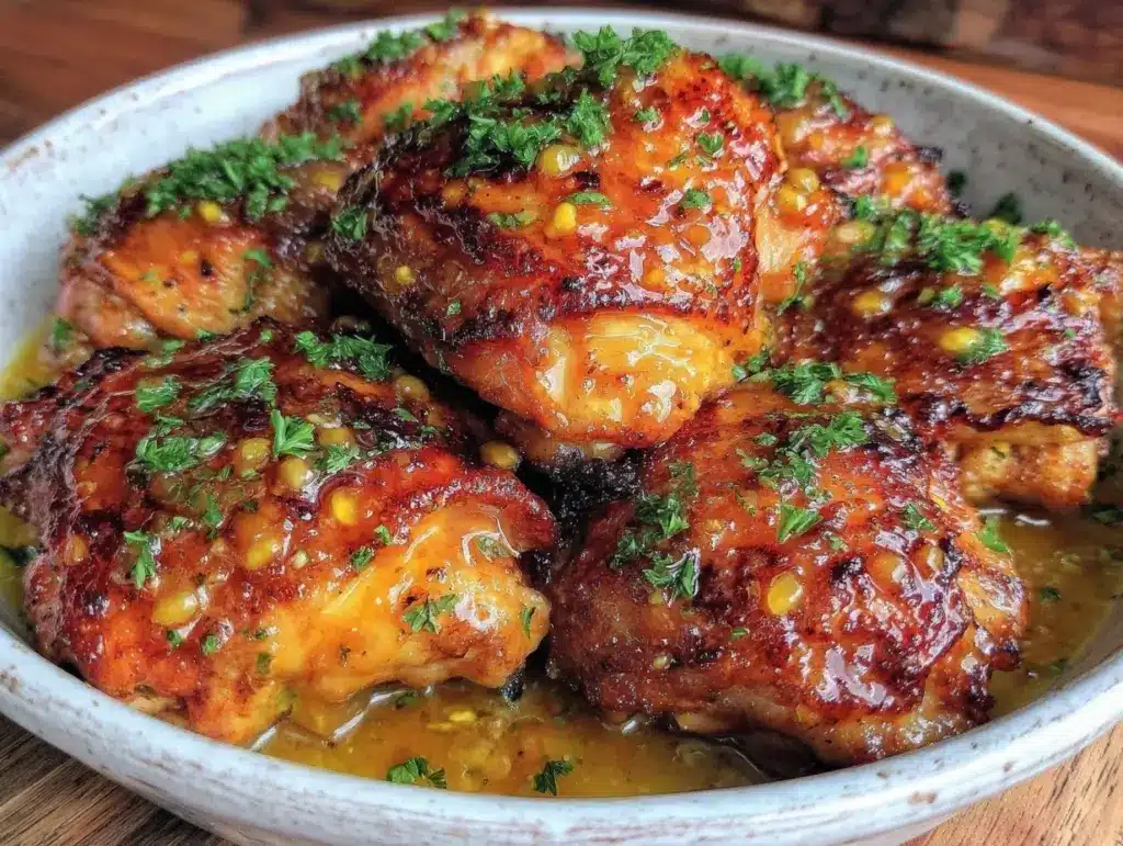 crockpot honey mustard chicken thighs - featured image