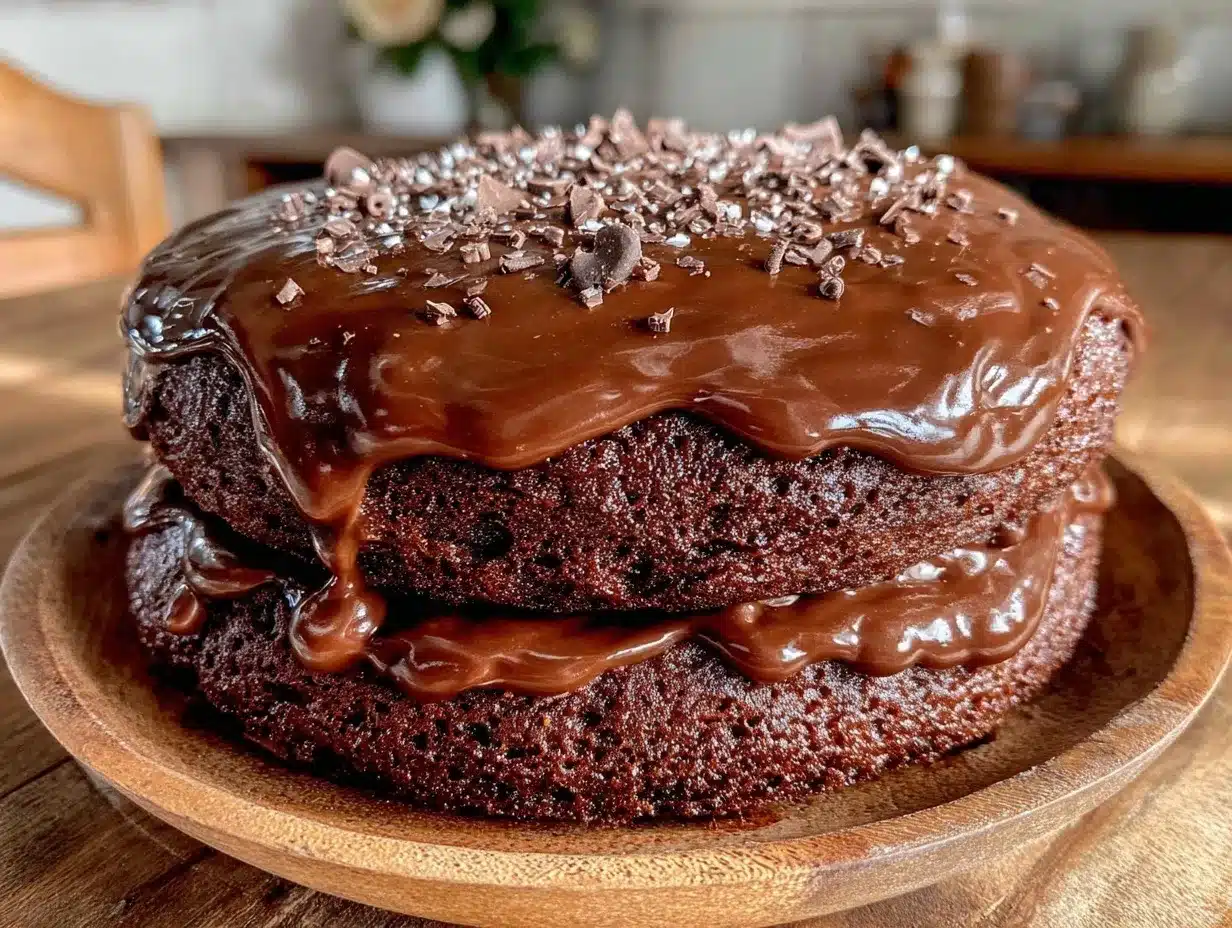 decadent chocolate fudge layer cake preparation steps
