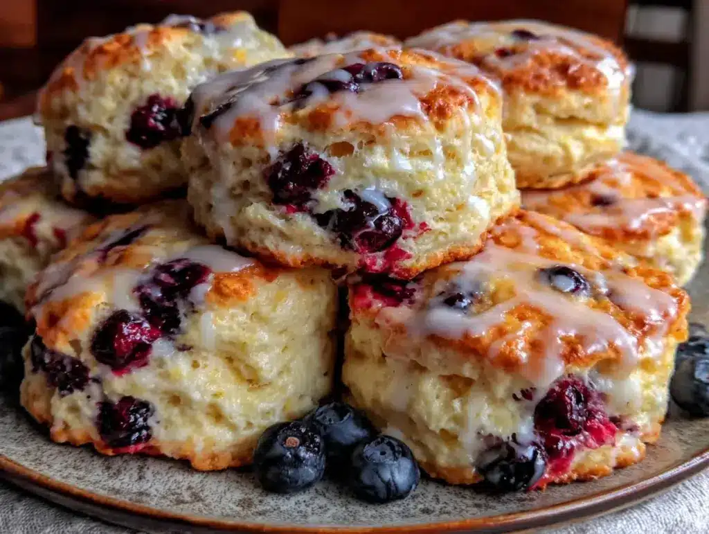fluffy lemon blueberry scones - featured image