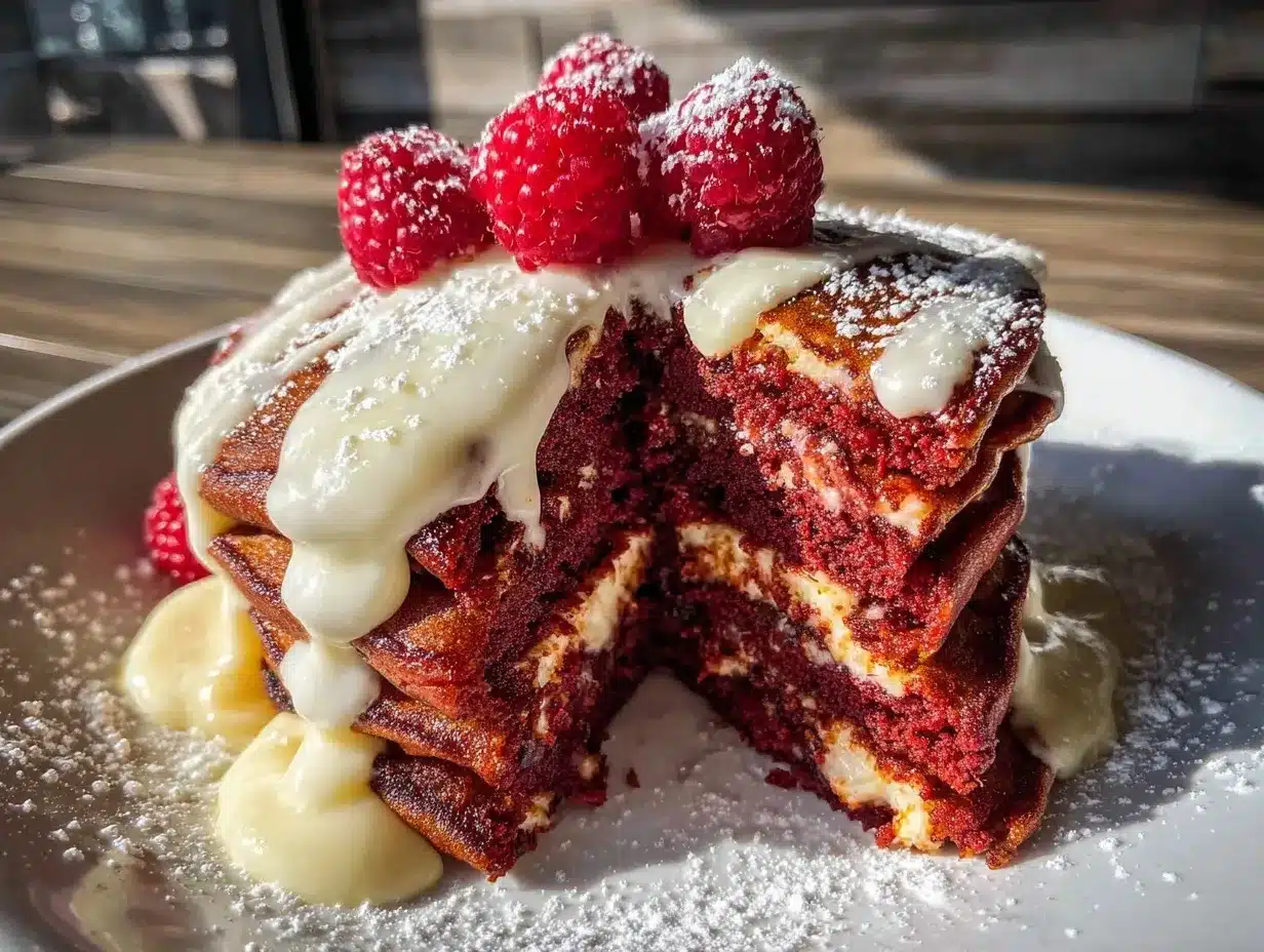 fluffy red velvet pancakes preparation steps
