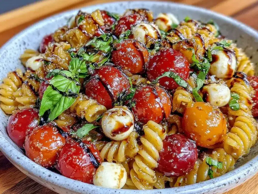 fresh caprese pasta salad - featured image