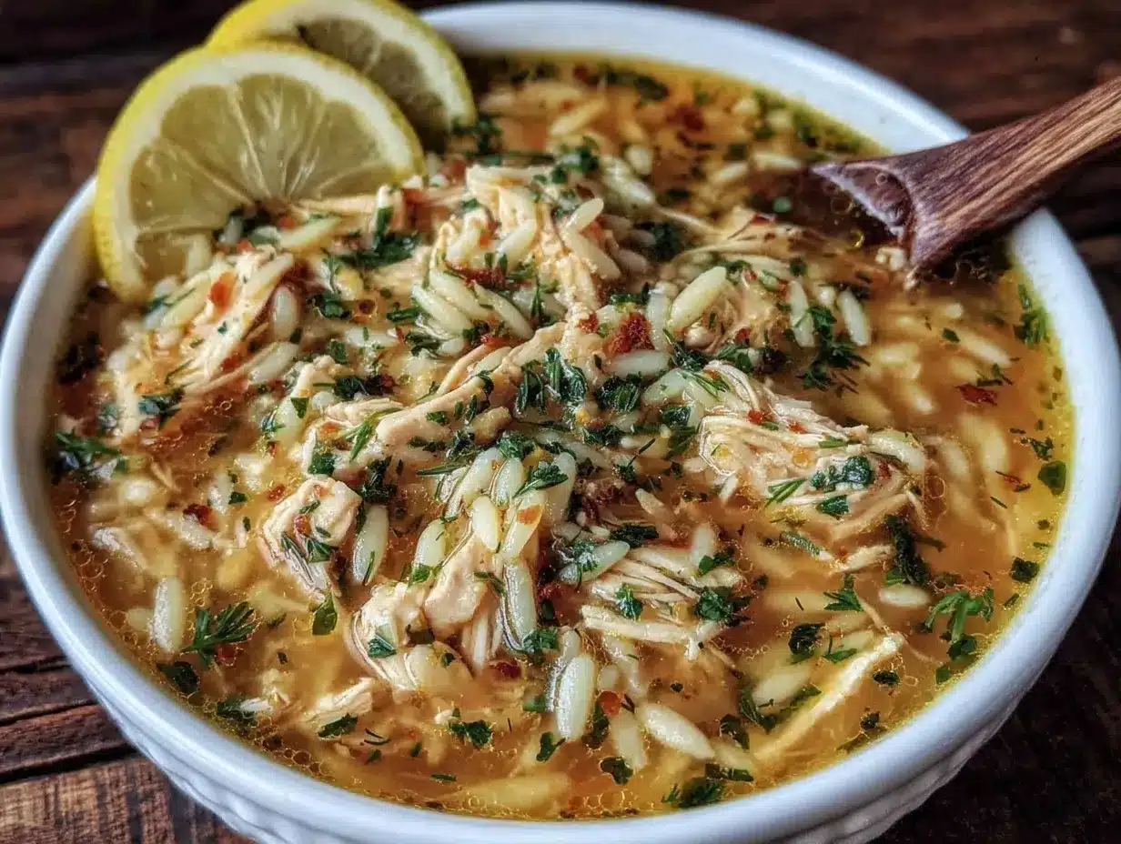 fresh lemon chicken orzo soup preparation steps