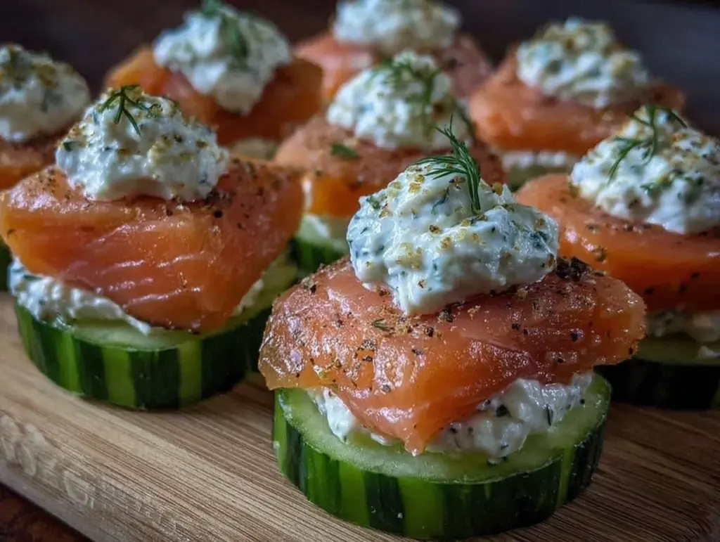 fresh smoked salmon cucumber bites - featured image