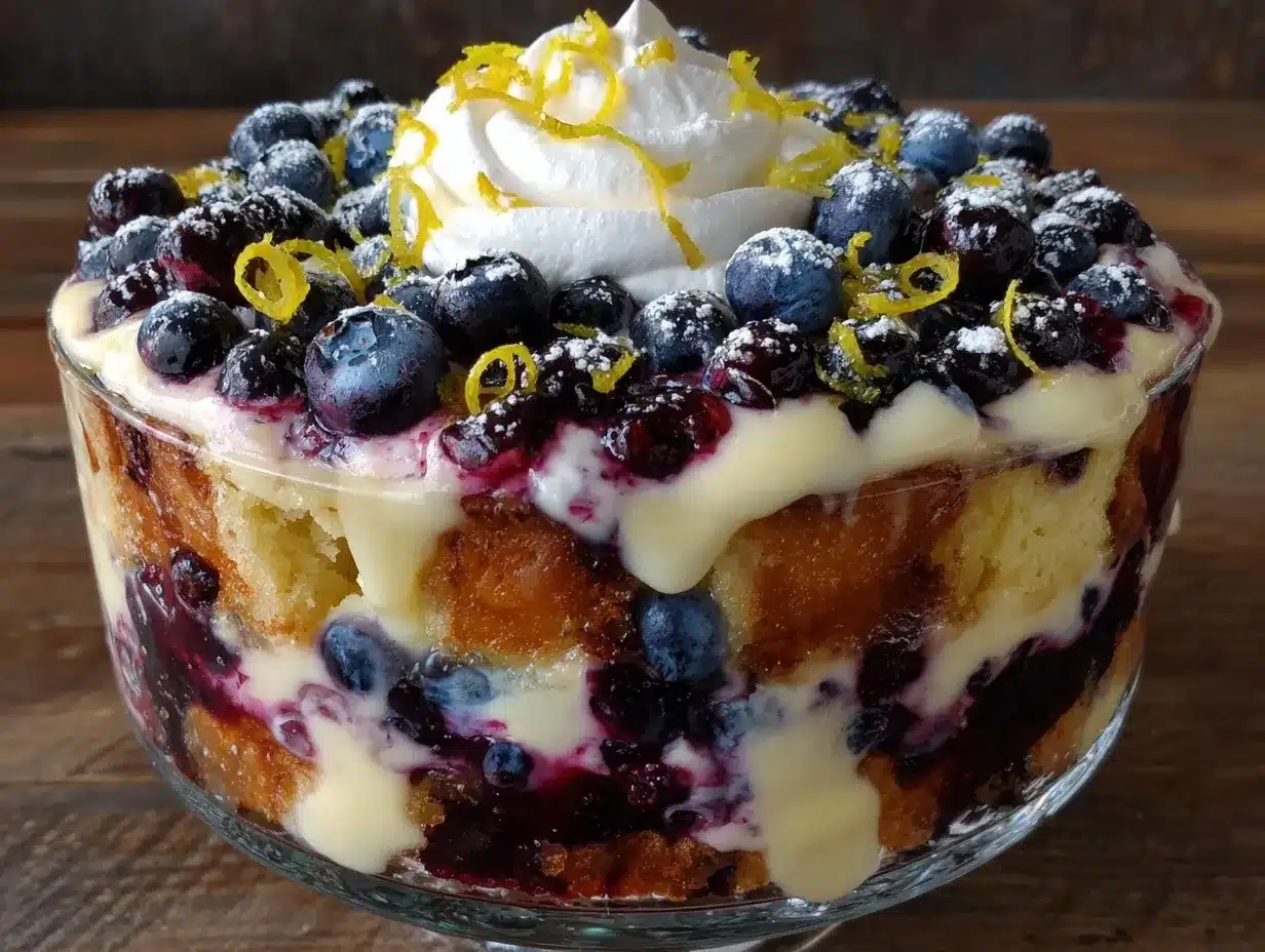 fresh spring lemon blueberry trifle preparation steps
