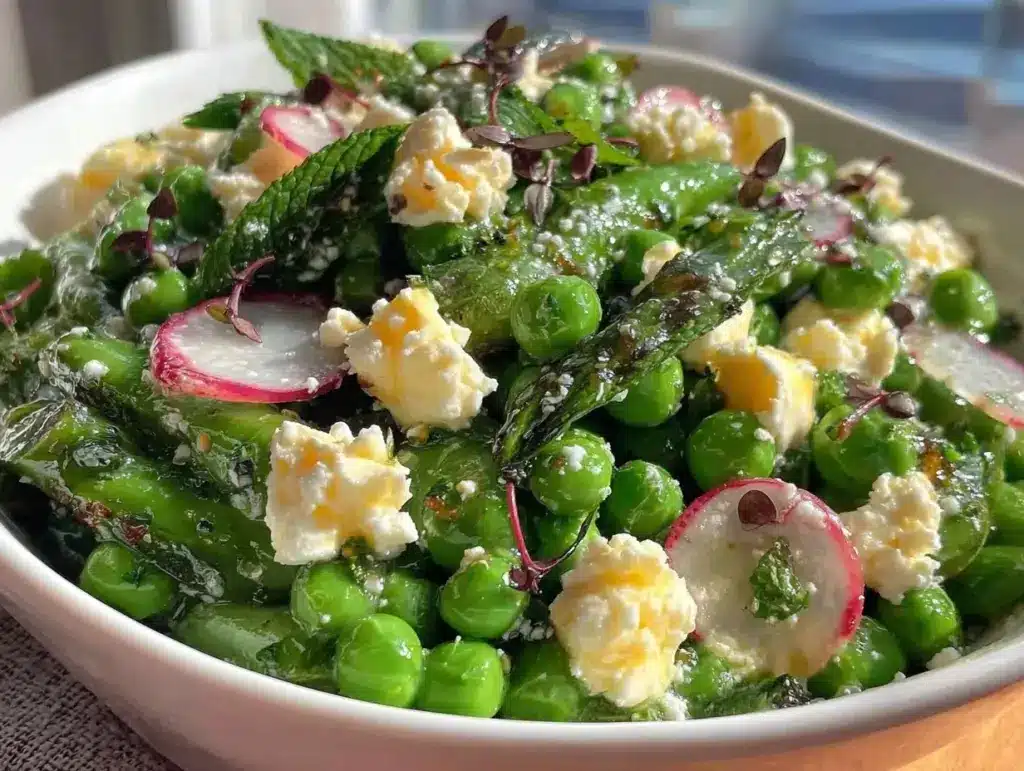 fresh spring pea and feta salad - featured image