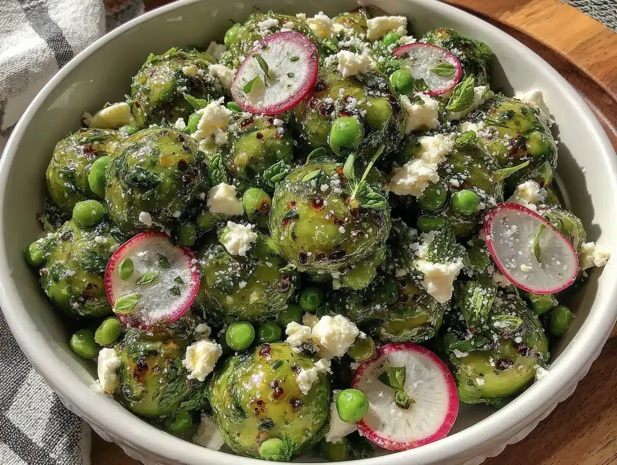 fresh spring pea and feta salad preparation steps