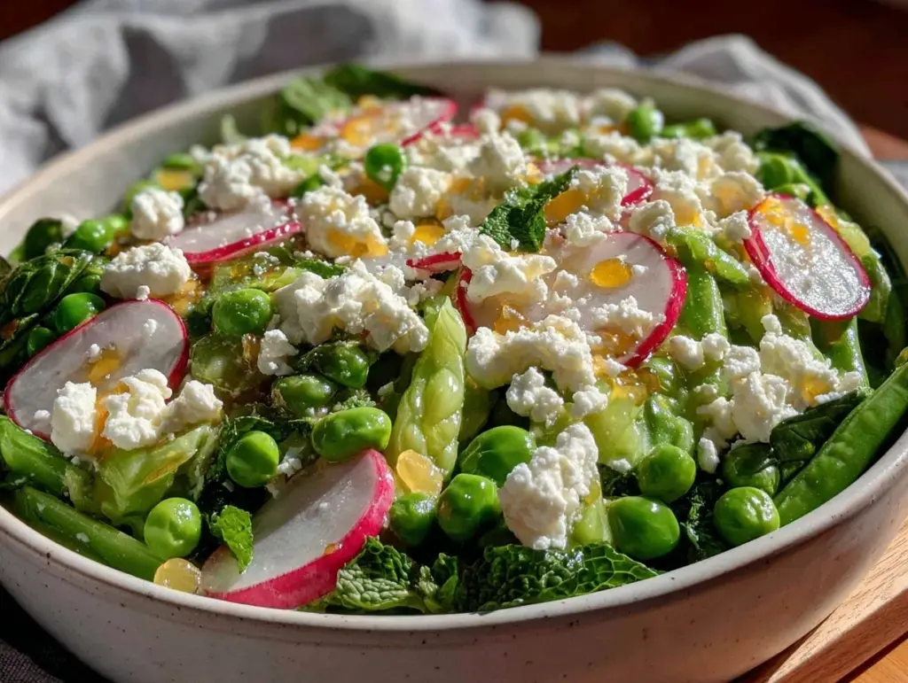 fresh spring pea and mint salad with feta - featured image