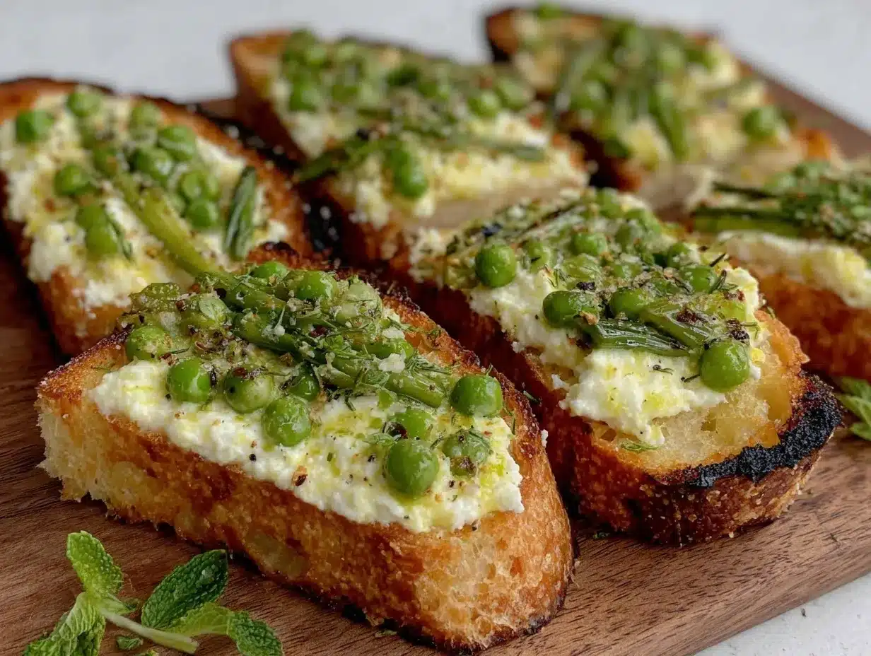 fresh spring pea crostini preparation steps