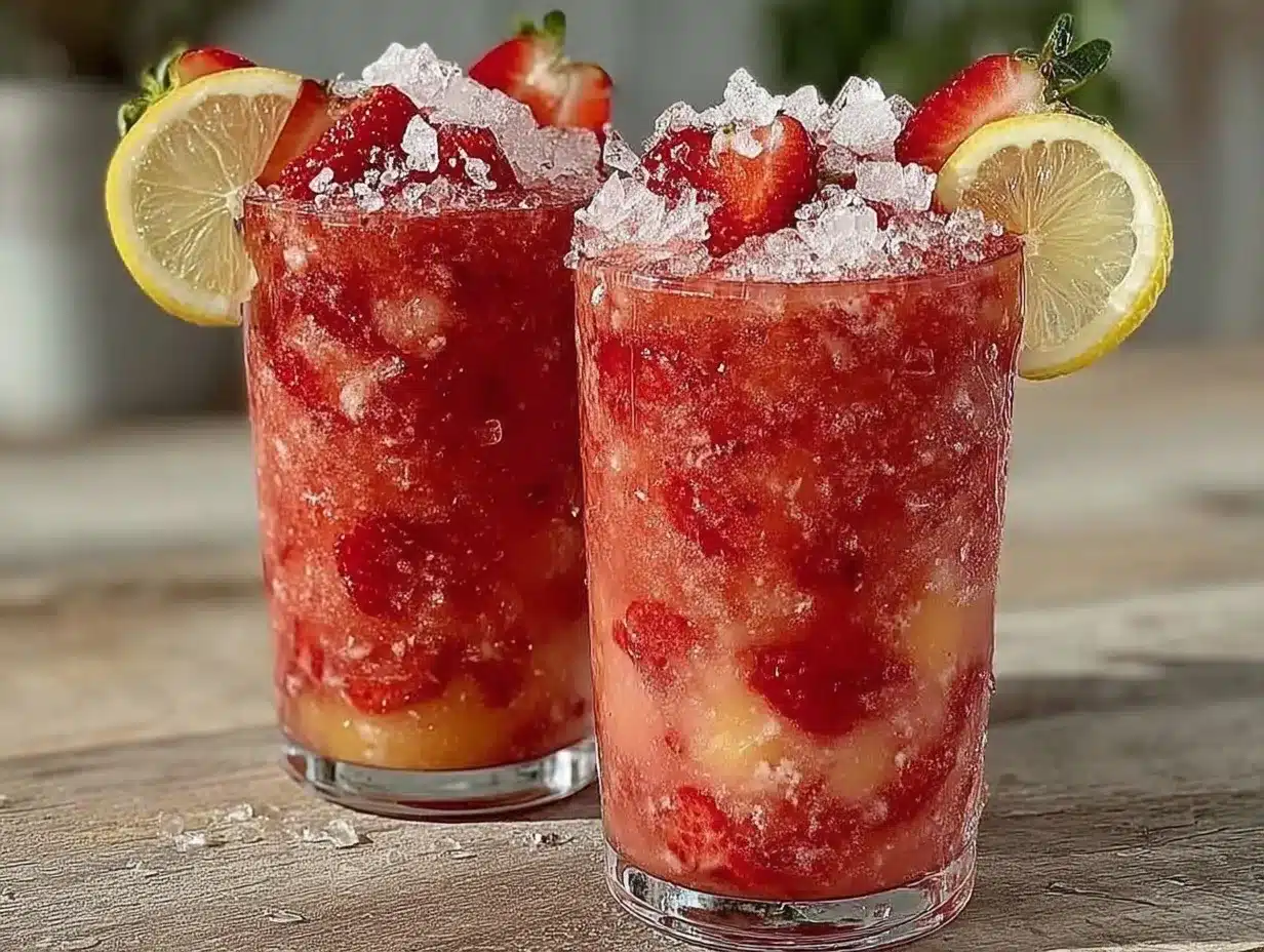 frozen strawberry lemonade slushies recipe preparation steps