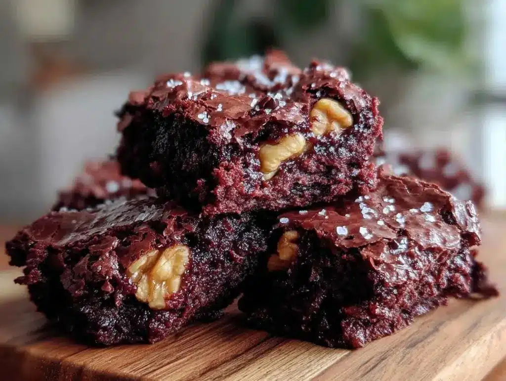fudgy dark chocolate brownies with walnuts - featured image