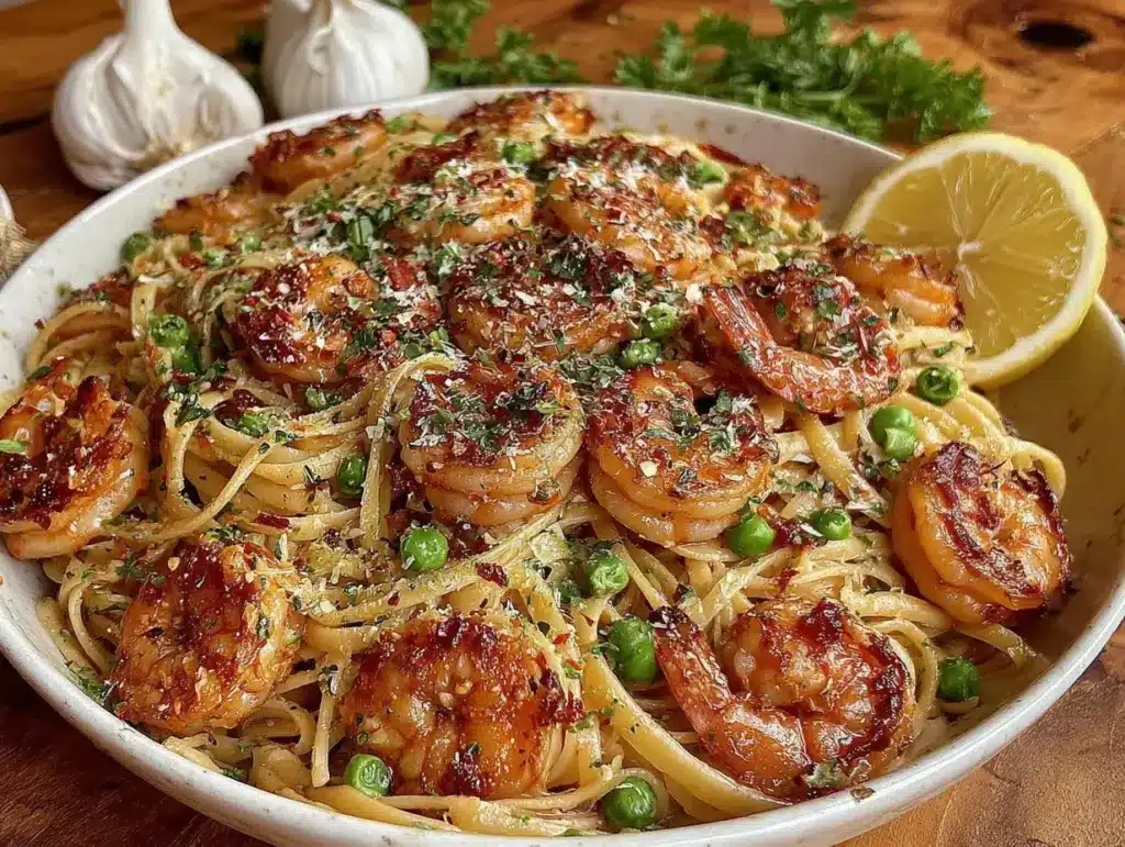 garlic butter shrimp pasta - featured image