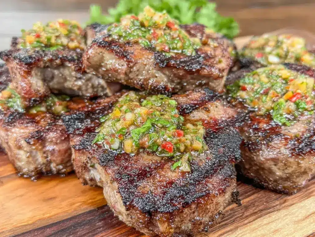 grilled lamb chops with fresh mint chimichurri - featured image