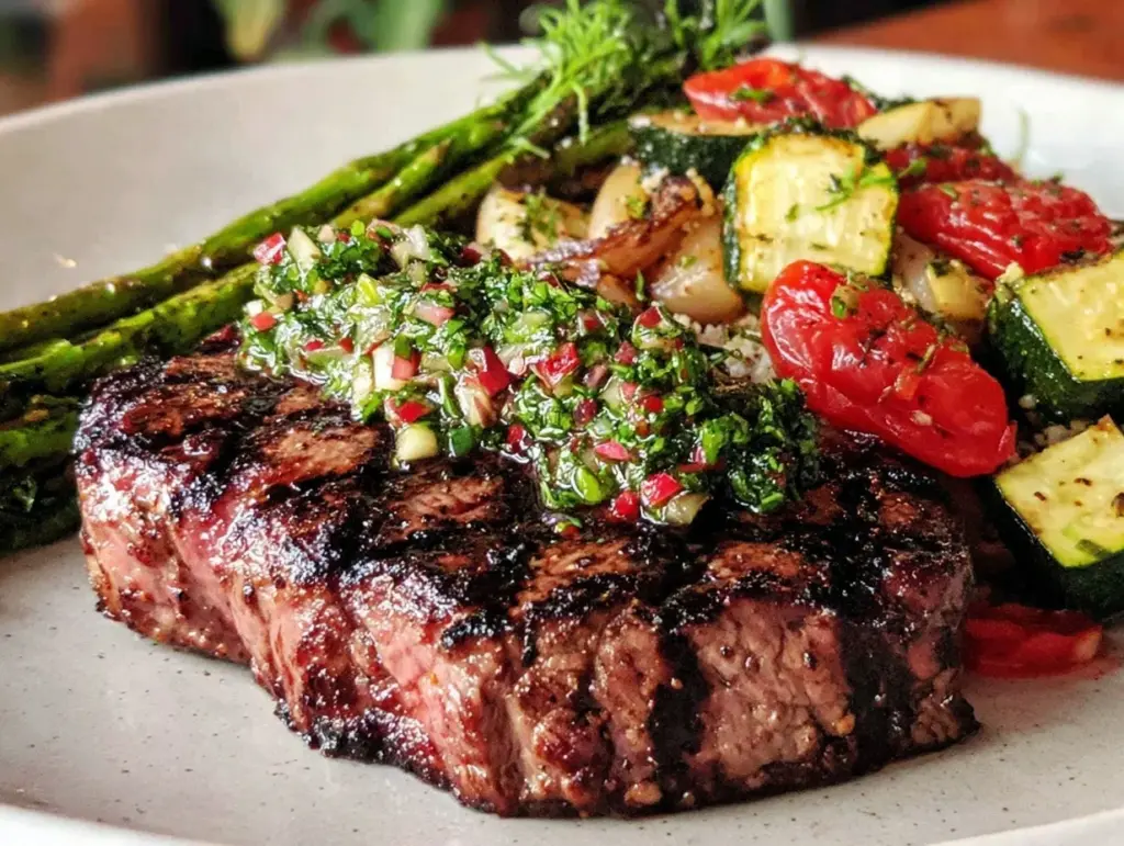 grilled steak with chimichurri - featured image