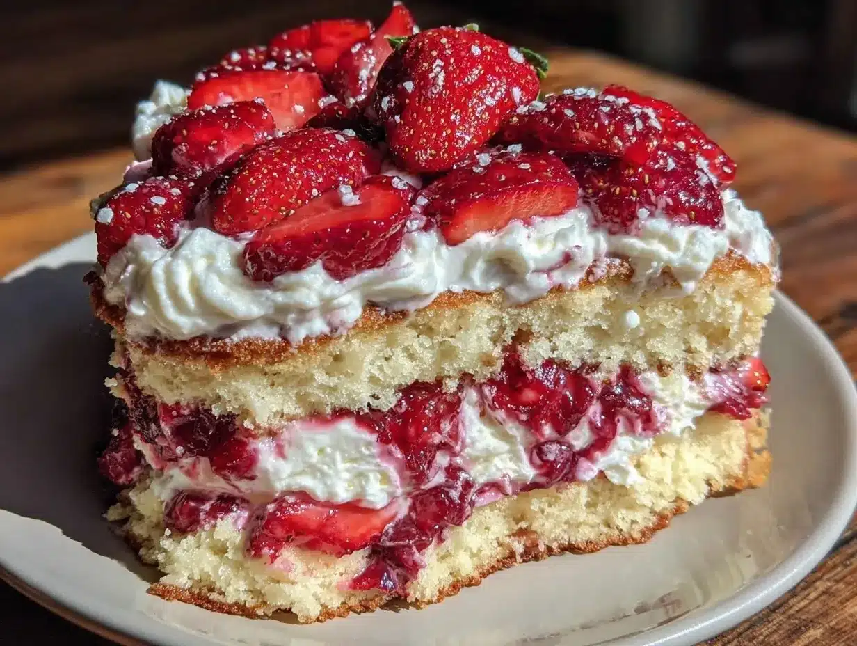 heart-shaped strawberry shortcake layer cake preparation steps
