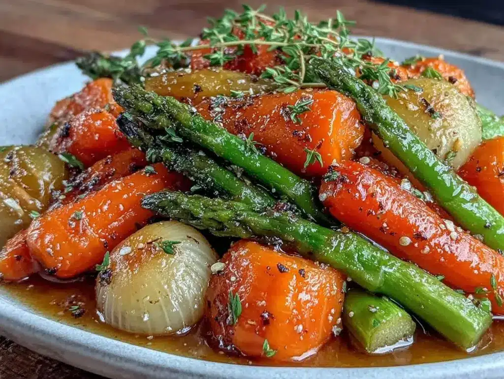 honey glazed spring vegetable medley - featured image