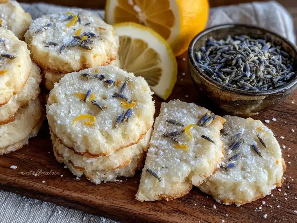 lemon lavender shortbread cookies - featured image