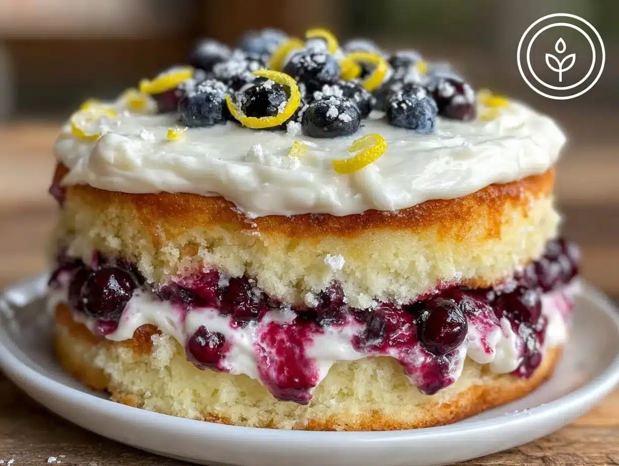 lemon layer cake with blueberry filling preparation steps