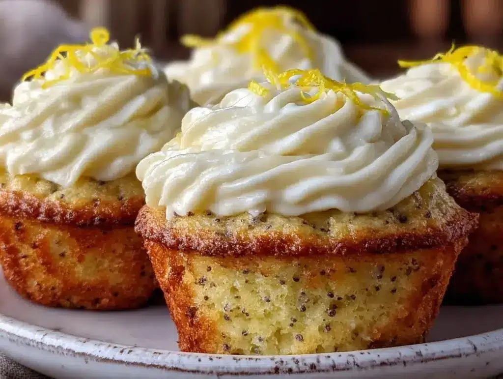 moist lemon poppy seed cupcakes - featured image