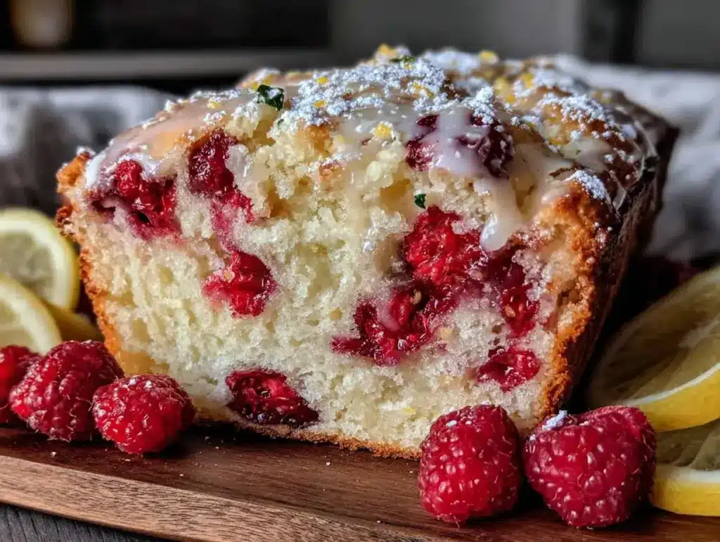 moist lemon raspberry bread - featured image