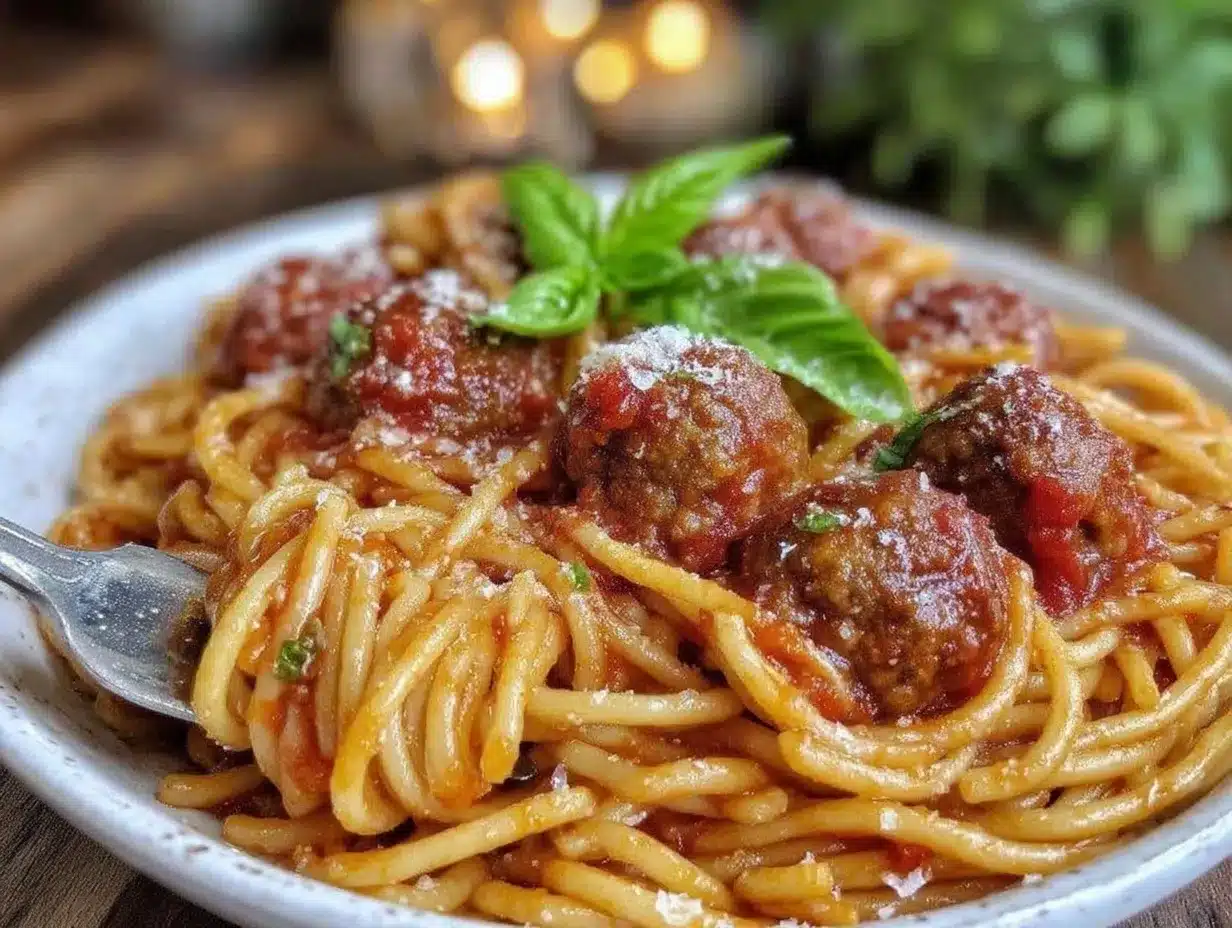 one-pot spaghetti and meatballs preparation steps