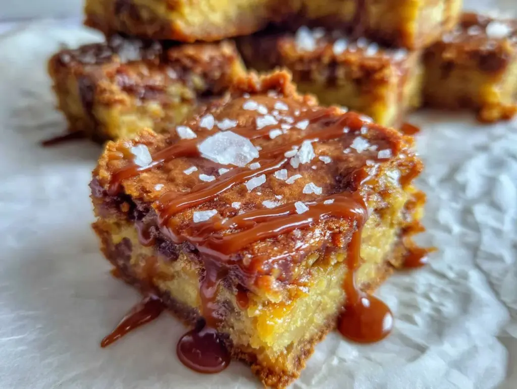 salted caramel blondies - featured image