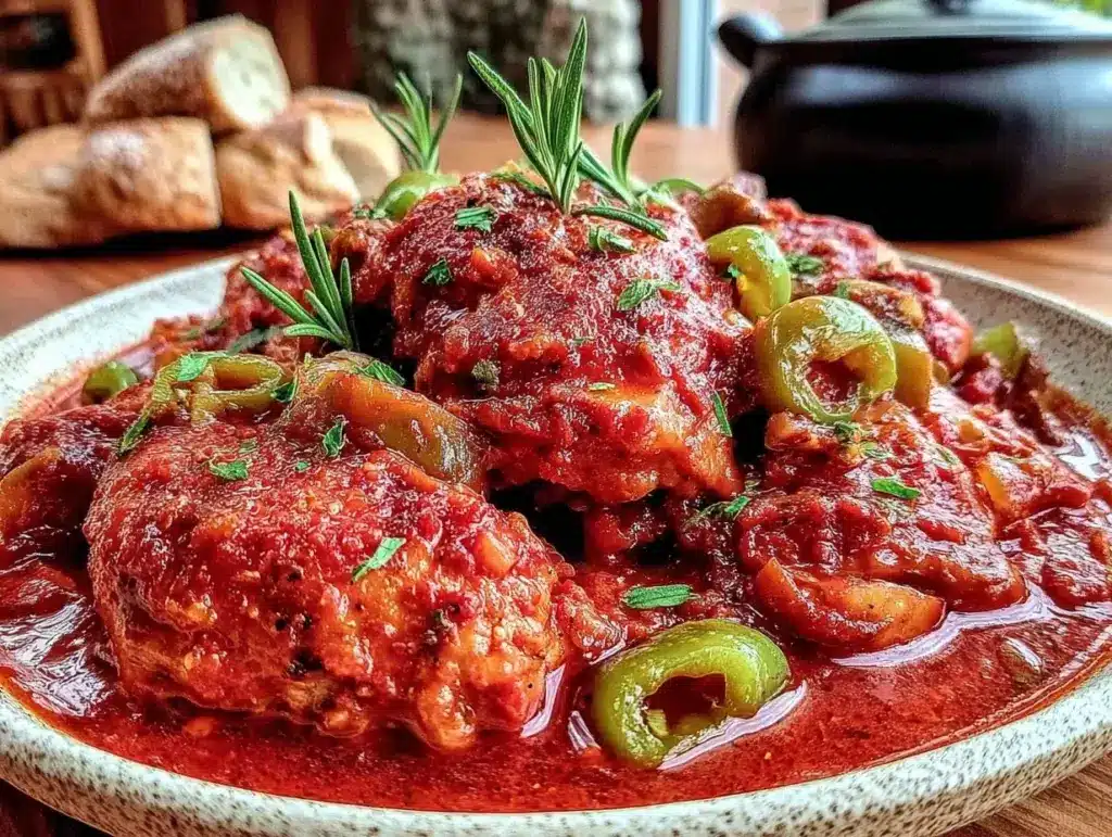 slow cooker chicken cacciatore - featured image