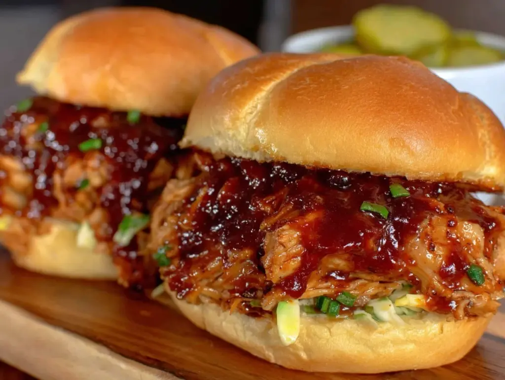 slow cooker pulled bbq chicken sandwiches - featured image