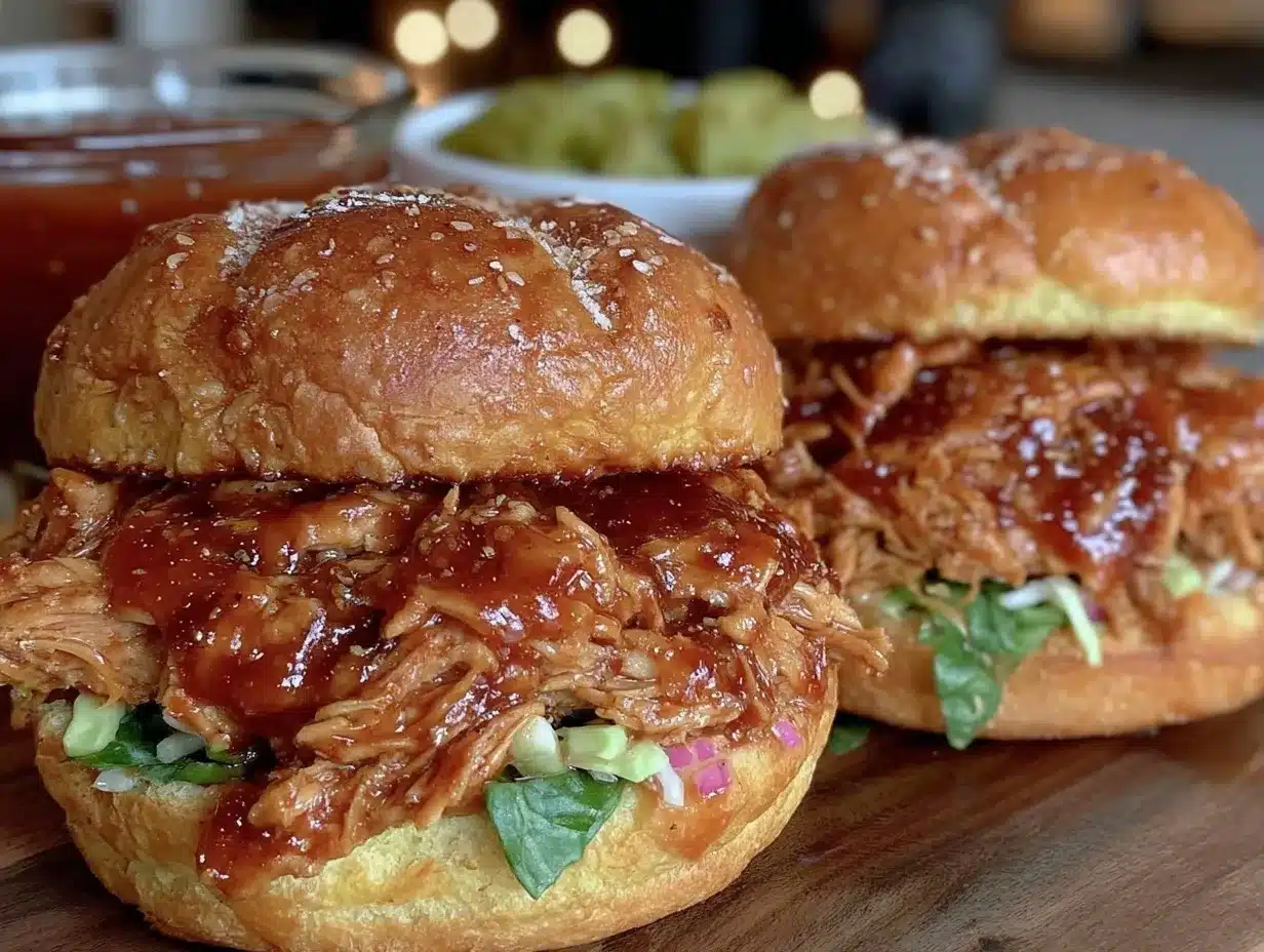 slow cooker pulled bbq chicken sandwiches preparation steps
