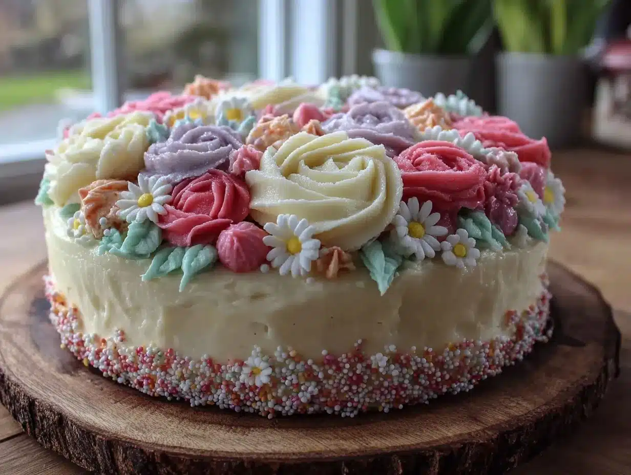 spring flower garden cake preparation steps