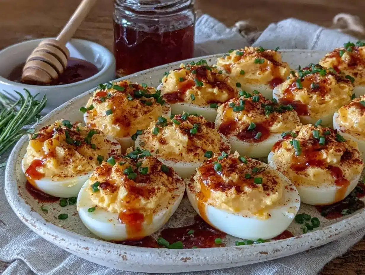 sriracha honey deviled eggs preparation steps