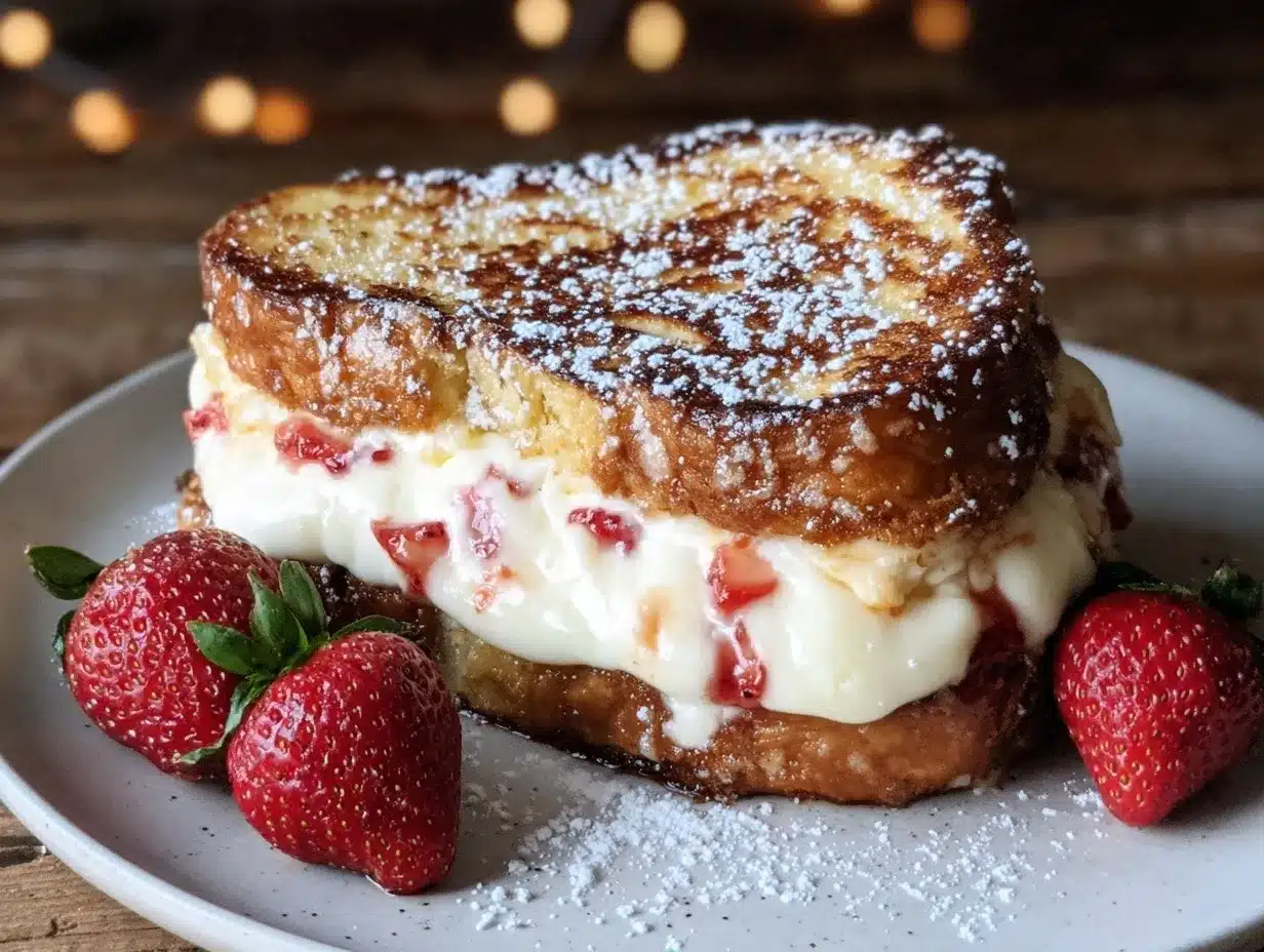 strawberry cream cheese stuffed french toast preparation steps