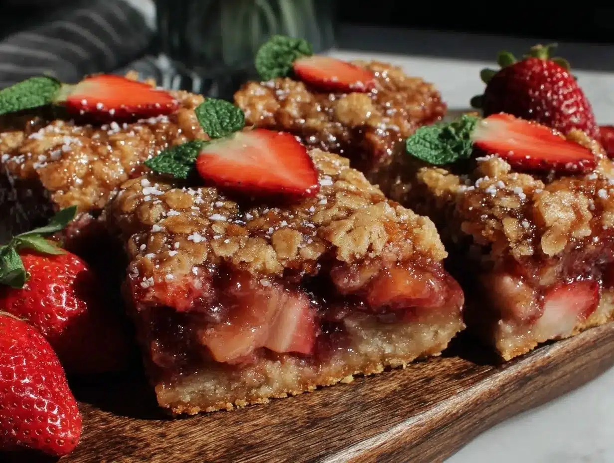 strawberry rhubarb crumble bars preparation steps