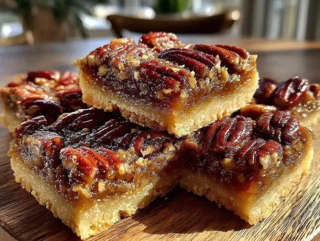 brown sugar bourbon pecan pie bars - featured image