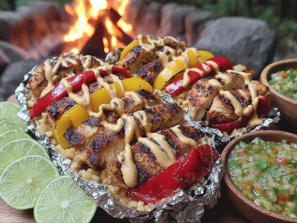 campfire foil pack fajitas - featured image
