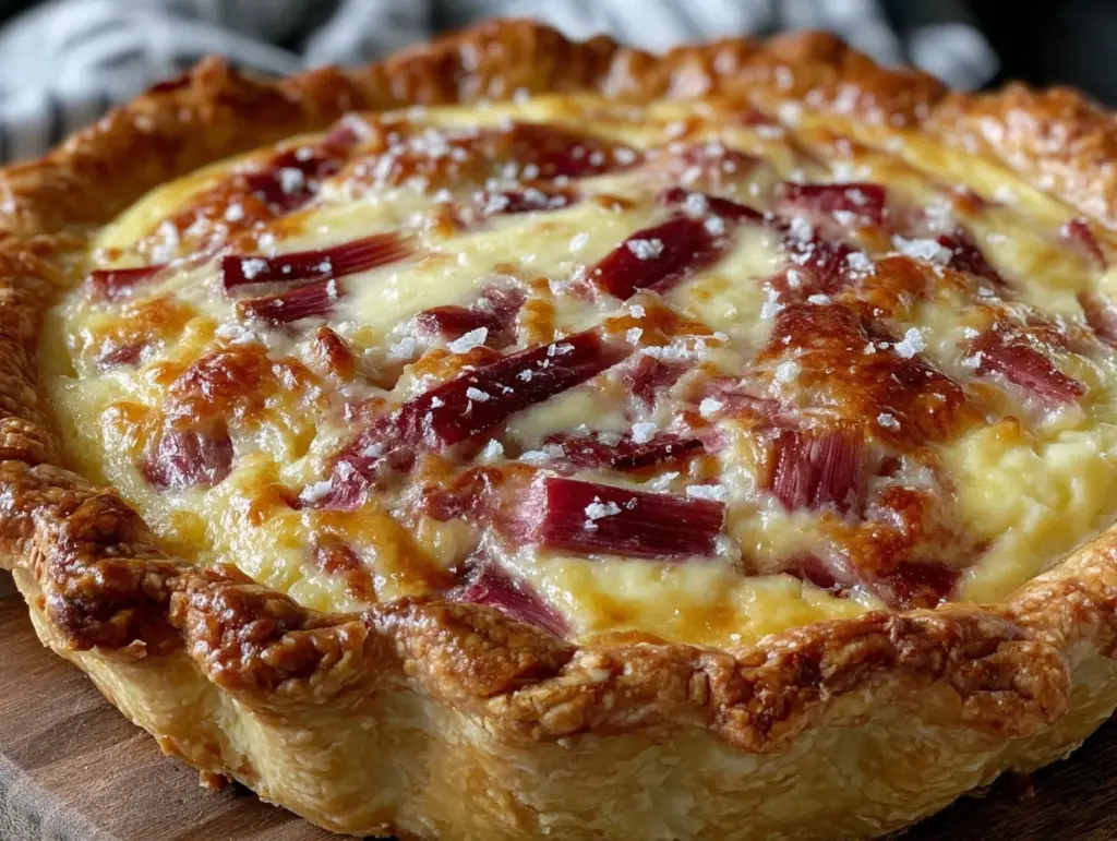 classic rhubarb custard pie - featured image