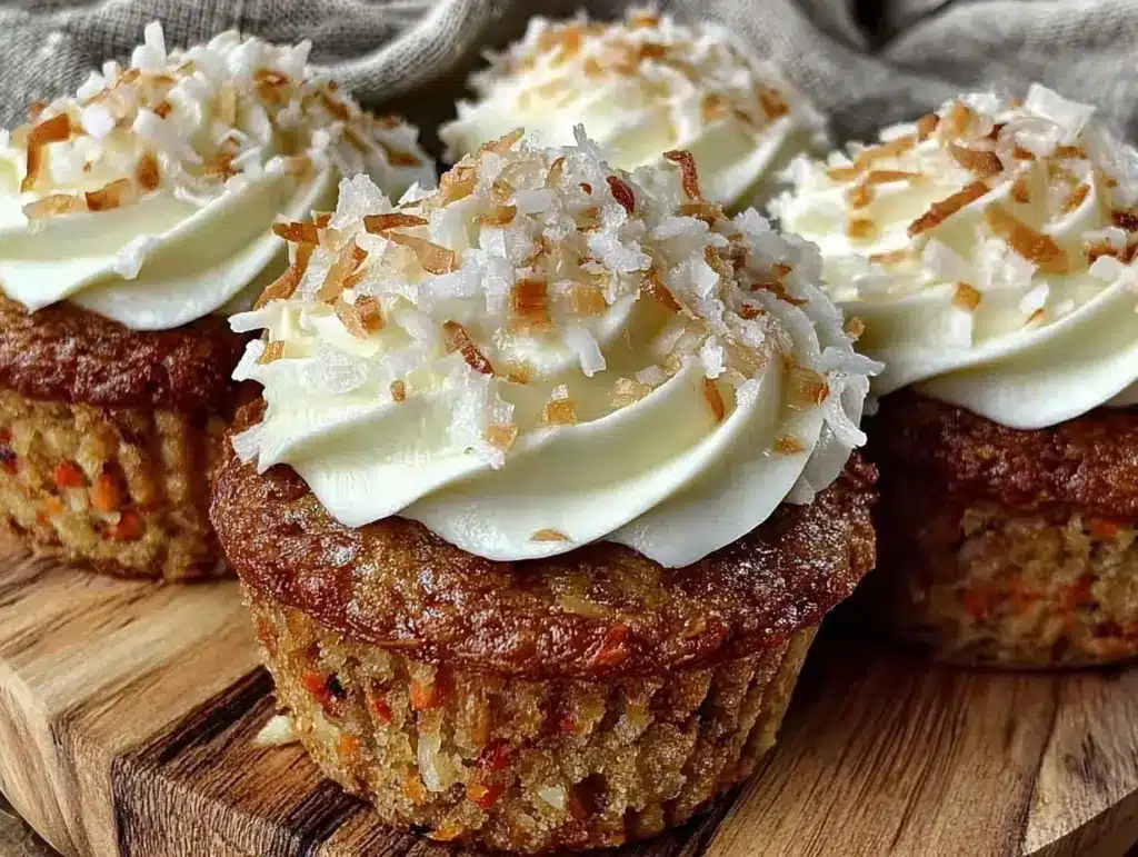 coconut carrot cake cupcakes - featured image