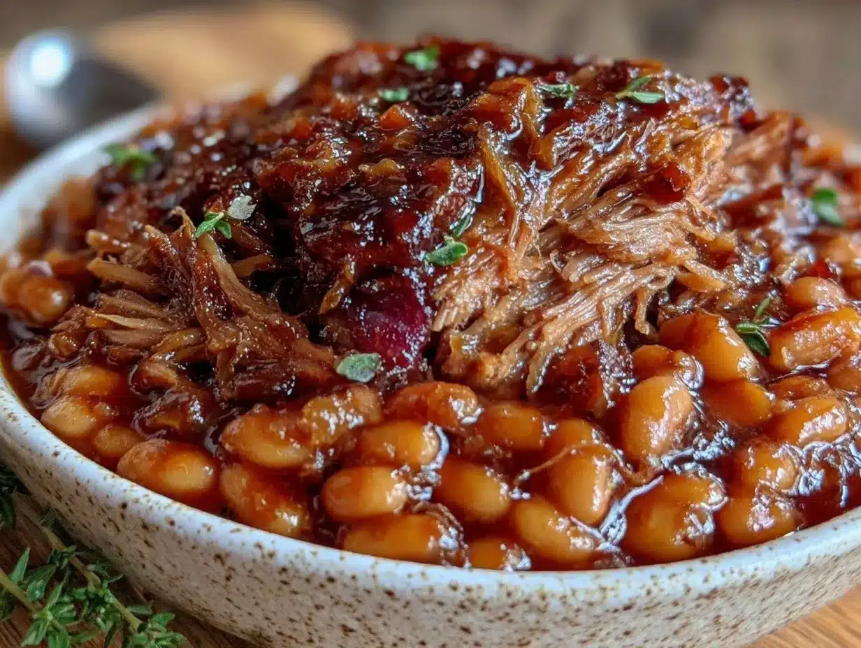 cozy crockpot baked beans with pulled pork preparation steps
