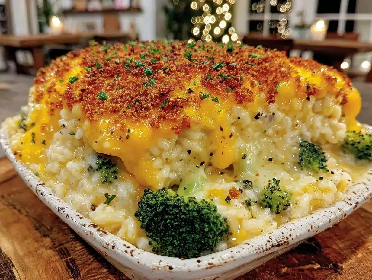 creamy cheesy broccoli rice casserole preparation steps