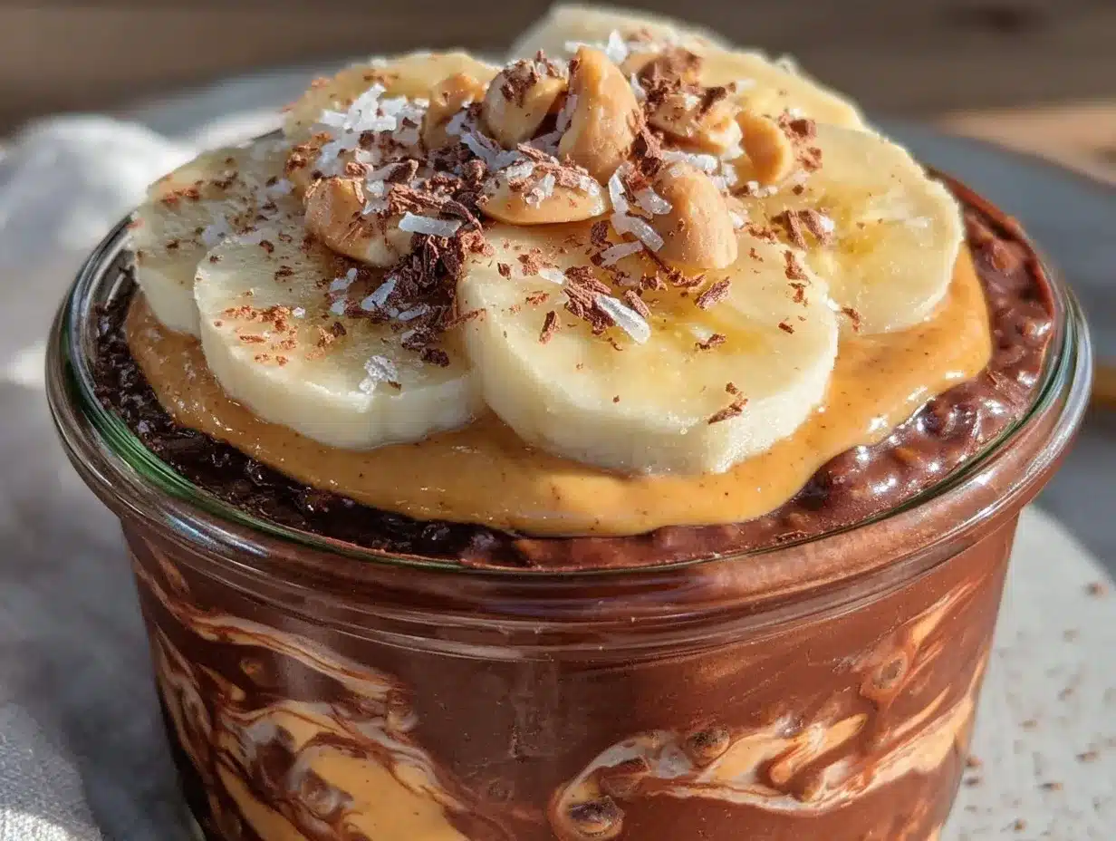 creamy chocolate peanut butter overnight oats preparation steps