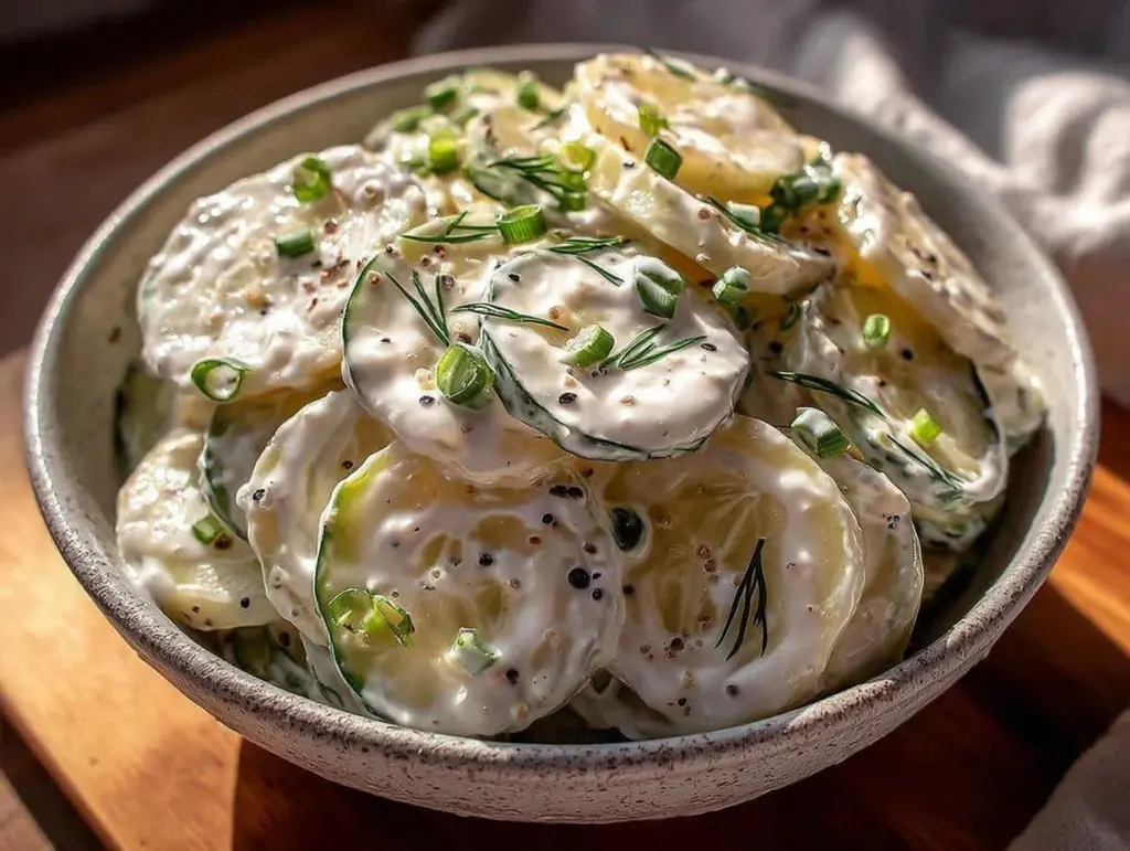 creamy cucumber dill salad - featured image