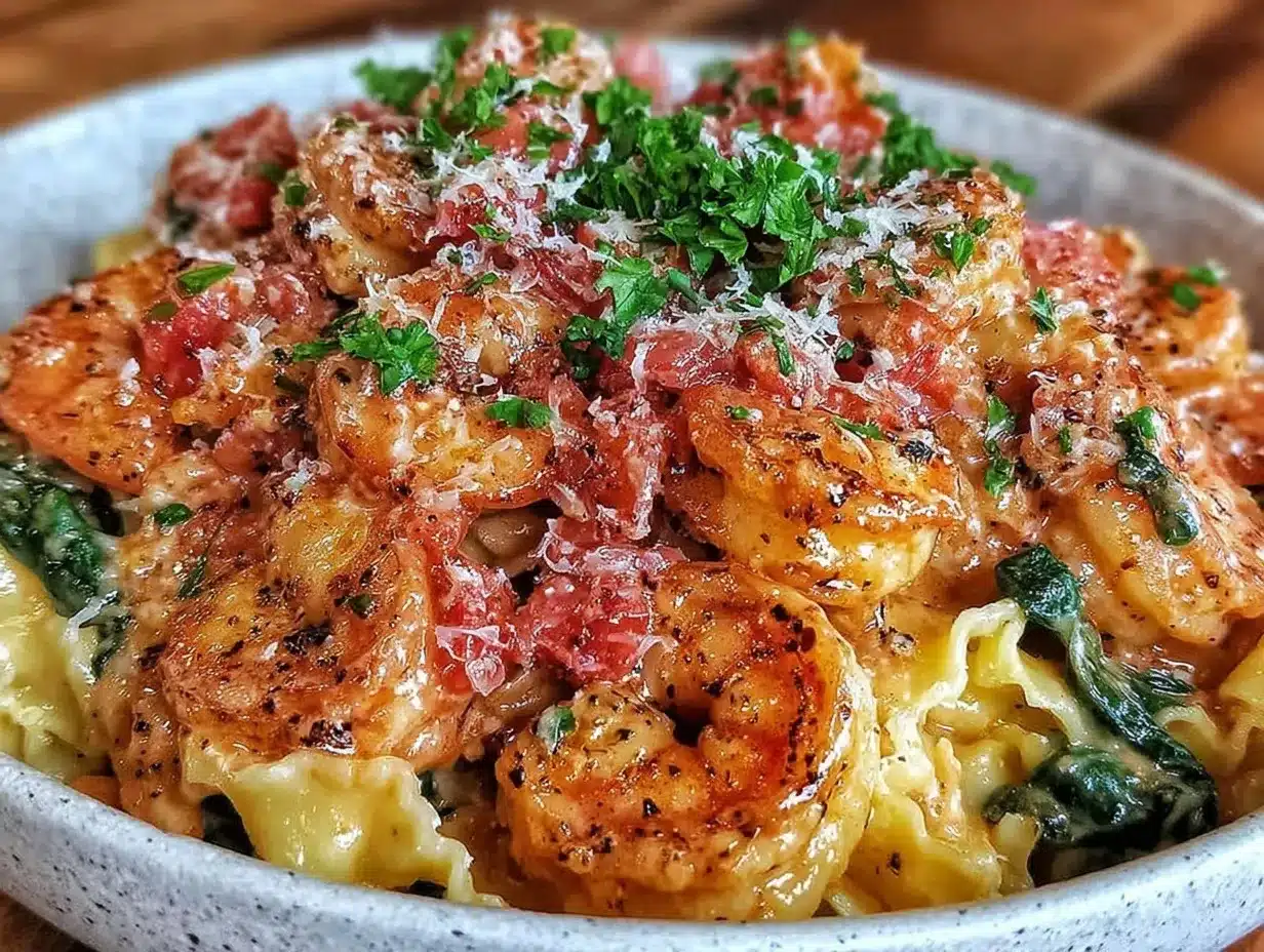 creamy garlic tuscan shrimp pasta preparation steps