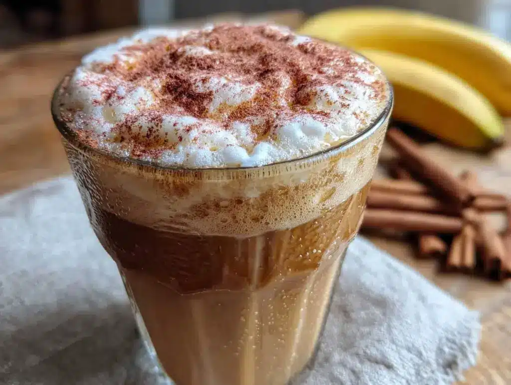 creamy iced banana bread latte - featured image