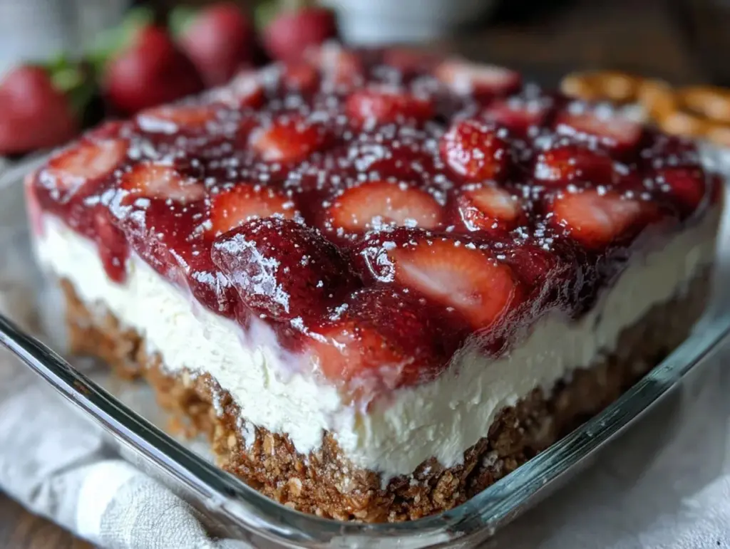 creamy strawberry pretzel salad delight - featured image