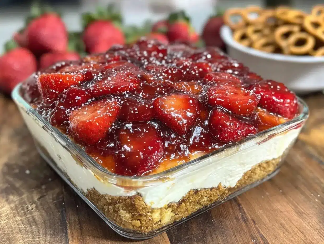 creamy strawberry pretzel salad delight preparation steps