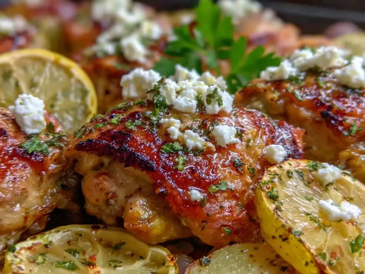 crispy sheet pan greek chicken preparation steps
