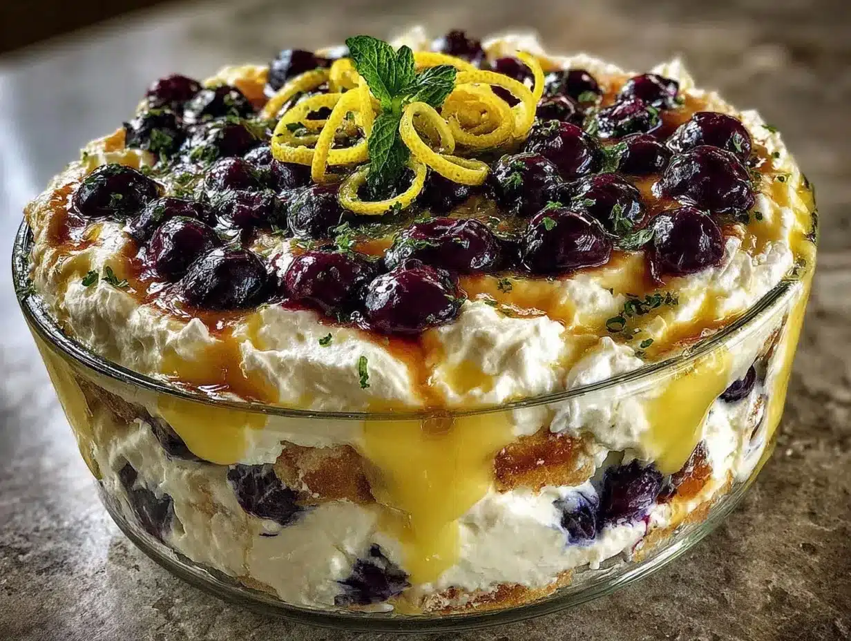 easy creamy lemon blueberry trifle preparation steps