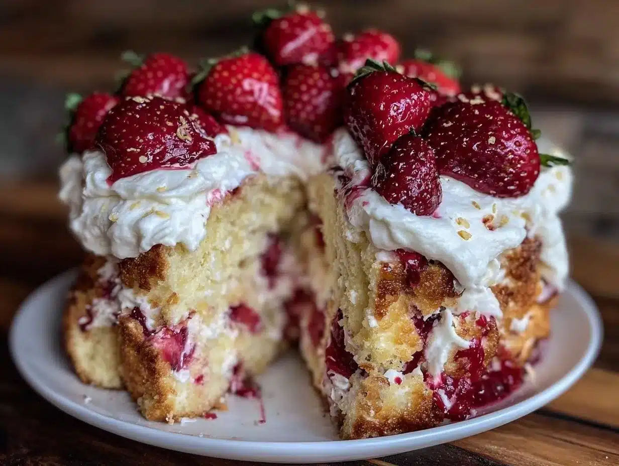 fluffy strawberry shortcake cake preparation steps